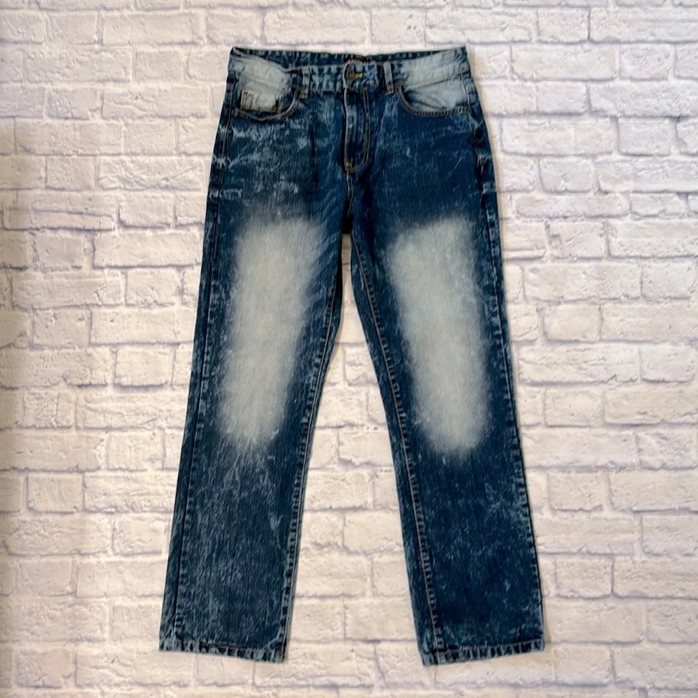 South Pole Straight Leg Jeans Acid Wash 100% Cotton Blue Denim Men’s 34 X 32
